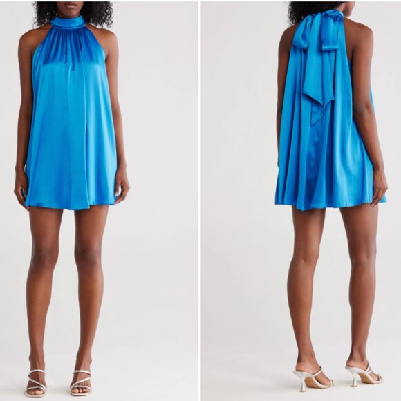 Alice + Olivia Corine Trapeze Mini Dress in French Blue NWT - Picture 1 of 9